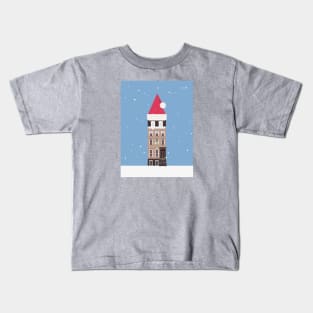 New York City NYC Brownstone Snowy Christmas Kids T-Shirt